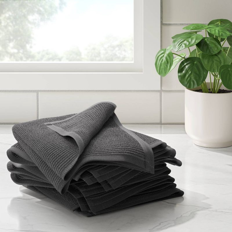 slide 2 of 3, 6pc Bar Mops Kitchen Textile Gray - Room Essentials™: Cotton Terry Dish Towels, OEKO-TEX Certified, 18"x16", 6 ct