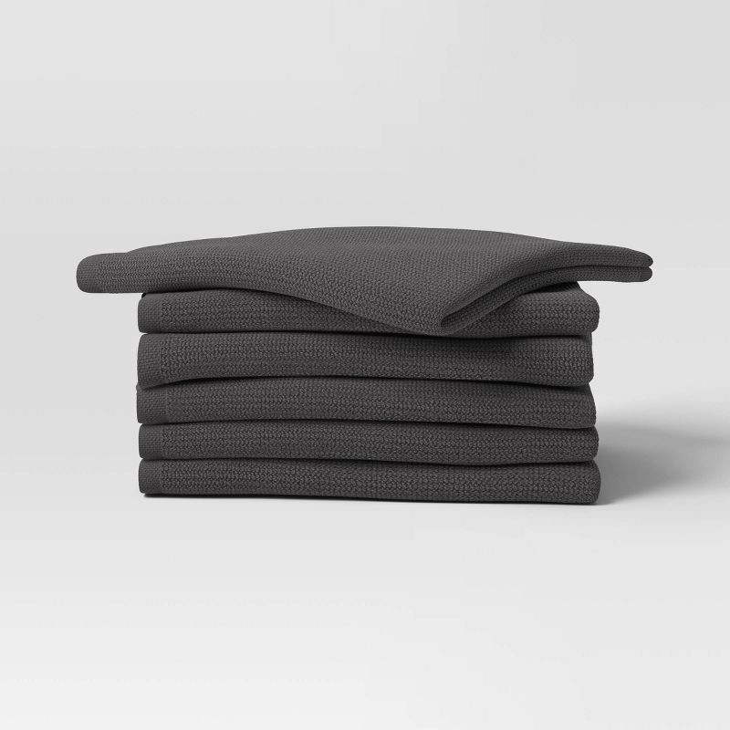 slide 1 of 3, 6pc Bar Mops Kitchen Textile Gray - Room Essentials™: Cotton Terry Dish Towels, OEKO-TEX Certified, 18"x16", 6 ct