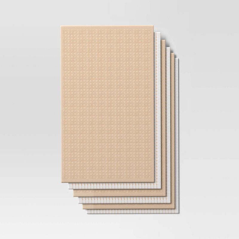 slide 3 of 3, 6pc Terry Kitchen Towels Tan - Room Essentials™: Cotton Gingham Check, Machine Wash, Dish & Cleaning Textiles, 6 ct