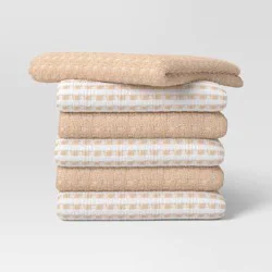 6pc Terry Kitchen Towels Tan - Room Essentials™: Cotton Gingham Check, Machine Wash, Dish & Cleaning Textiles
