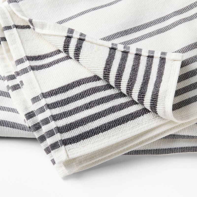 slide 3 of 3, 5pc Kitchen Towels Gray - Figmint™: Cotton Terry, Stripe Pattern, Machine Washable, OEKO-TEX Certified, 28"x18", 5 ct