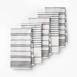 5pc Kitchen Towels Gray - Figmint™: Cotton Terry, Stripe Pattern, Machine Washable, OEKO-TEX Certified, 28"x18"