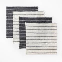 4pk Dish Cloth Set Dark Gray - Figmint™: Cotton Waffle Stripe Kitchen Towels, 12"x12", Machine Washable