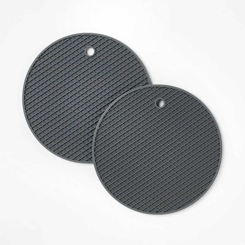 slide 1 of 4, 2pk Silicone Trivet Dark Gray - Figmint™: Dishwasher-Safe, Heat-Resistant for Hot Dishes, 8" Square, Lightweight, 2 ct
