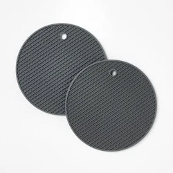 2pk Silicone Trivet Dark Gray - Figmint™: Dishwasher-Safe, Heat-Resistant for Hot Dishes, 8" Square, Lightweight