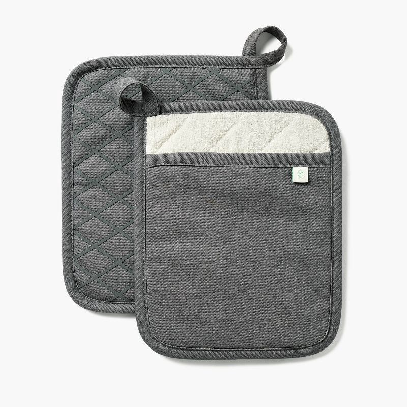 slide 1 of 3, 2pk Potholder Dark Gray - Figmint™, 2 ct