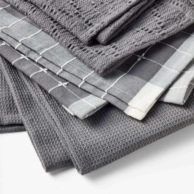 slide 3 of 3, 3pc Kitchen Towels Dark Gray - Figmint™, 3 ct