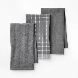 3pc Kitchen Towels Dark Gray - Figmint™