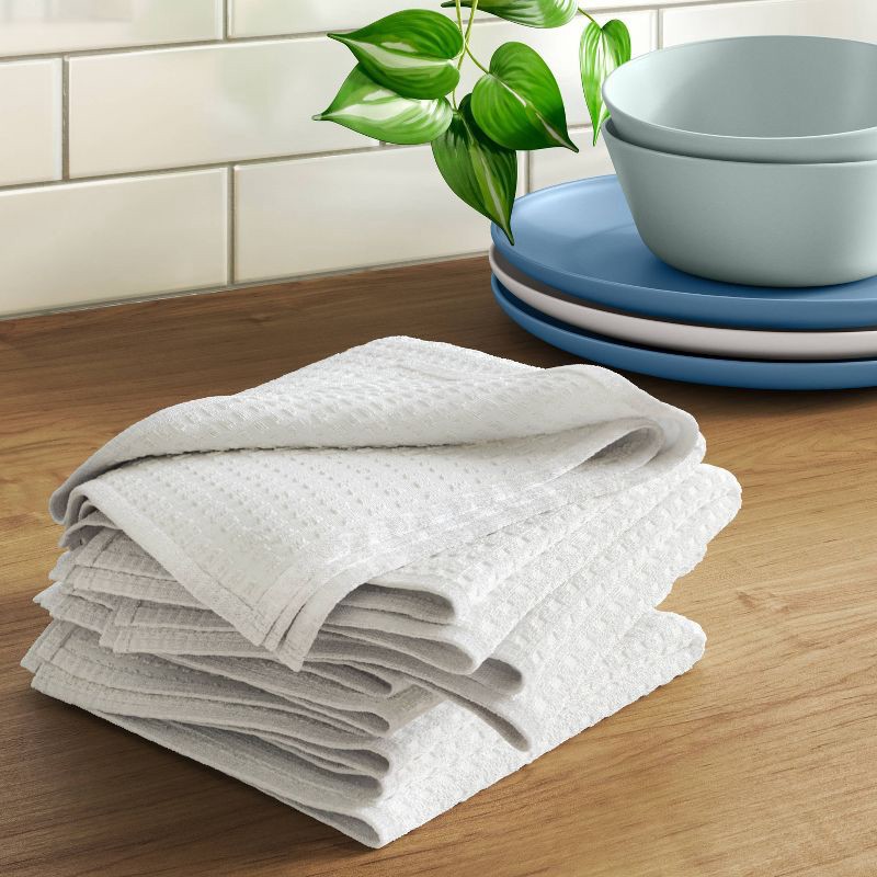 slide 2 of 3, 6pc Terry Kitchen Towels White - Room Essentials™: Cotton Gingham Check, Dish & Cleaning Towels, OEKO-TEX Certified, 6 ct