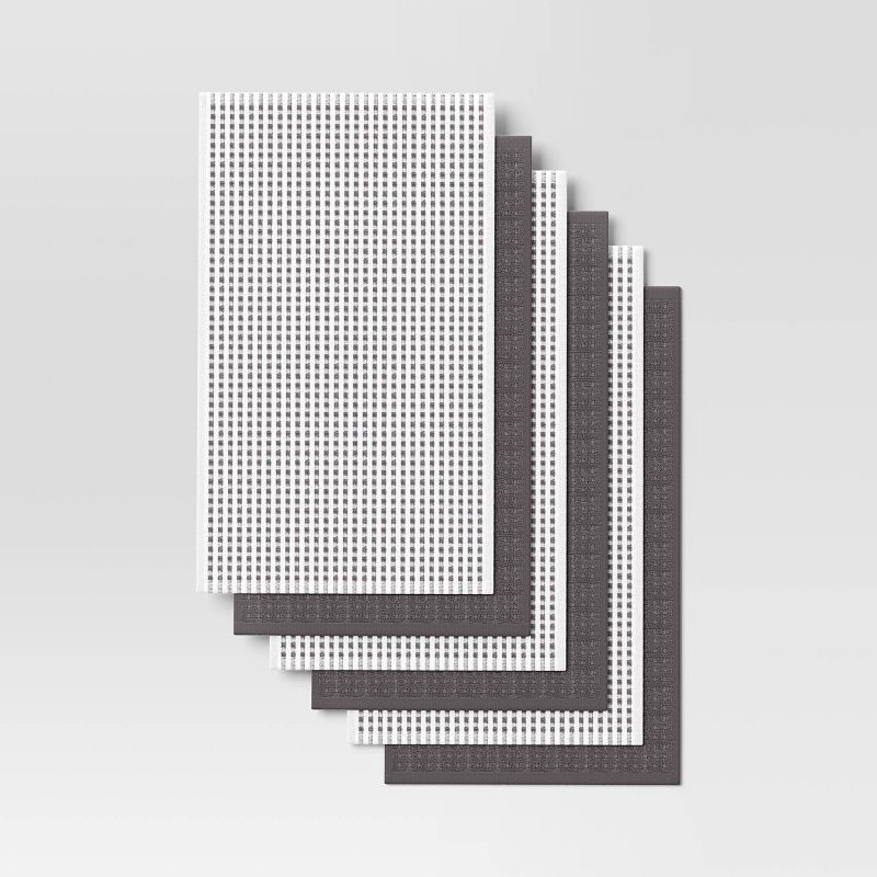 slide 3 of 3, 6pc Terry Kitchen Towels Gray - Room Essentials™: Gingham Check, Cotton, Machine Wash, Dish & Cleaning Towels, 6 ct