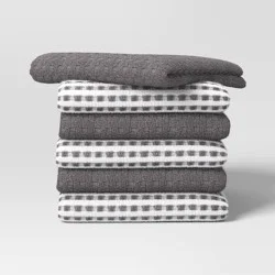6pc Terry Kitchen Towels Gray - Room Essentials™: Gingham Check, Cotton, Machine Wash, Dish & Cleaning Towels