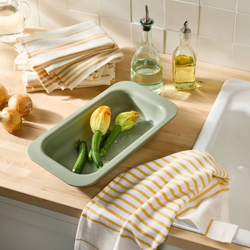 slide 2 of 3, 5pc Kitchen Towels Yellow - Figmint™: Cotton Terry Dish & Hand Towels, Stripe Pattern, Machine Washable, 28"x18", Fall Collection, 5 ct