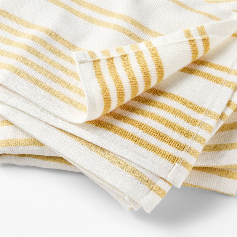 slide 3 of 3, 5pc Kitchen Towels Yellow - Figmint™: Cotton Terry Dish & Hand Towels, Stripe Pattern, Machine Washable, 28"x18", Fall Collection, 5 ct