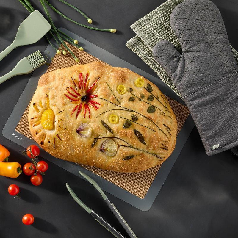 slide 2 of 3, Oven Mitt Dark Gray - Figmint™: Solid Cotton, Machine Washable, 14"x7", Hanging Loop, Silicon Gripper, OEKO-TEX Certified, 1 ct