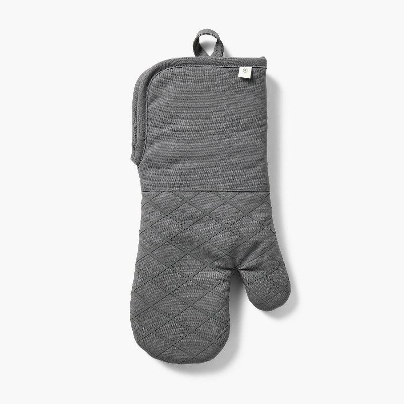 slide 1 of 3, Oven Mitt Dark Gray - Figmint™: Solid Cotton, Machine Washable, 14"x7", Hanging Loop, Silicon Gripper, OEKO-TEX Certified, 1 ct