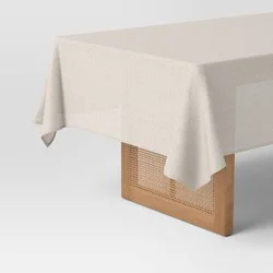 120"x60" Linen Blend Tablecloth Cream - Threshold™: Modern Woven Rectangle, Cotton & Linen, Solid Pattern