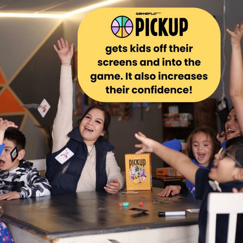 slide 4 of 9, GameFlo PICKUP Basketball Card Game: Strategy & Math Focus, 2-6 Players, Includes Cards, Dice, Scoring Pads, 1 ct