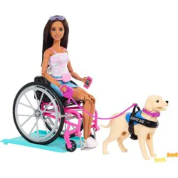 Barbie Brunette Fashion Doll & Service Dog Playset with Wheelchair, Ramp & Accessories (Target Exclusive)