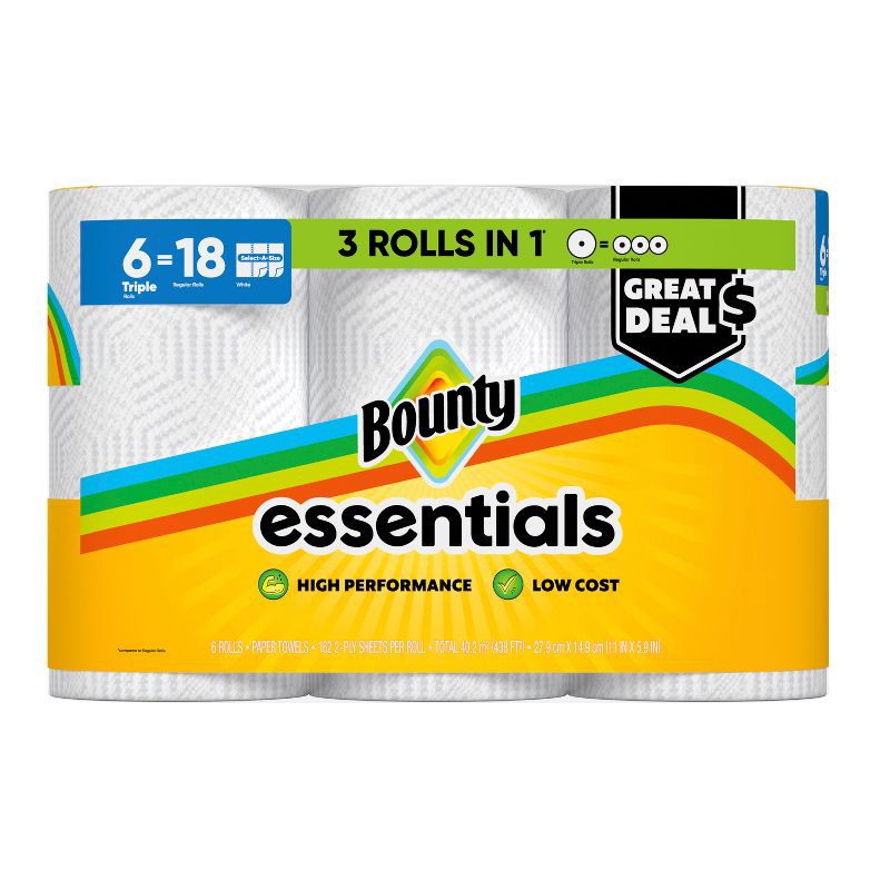slide 16 of 16, Bounty Essentials Select-A-Size Paper Towels - 6 Triple Rolls, 1 ct