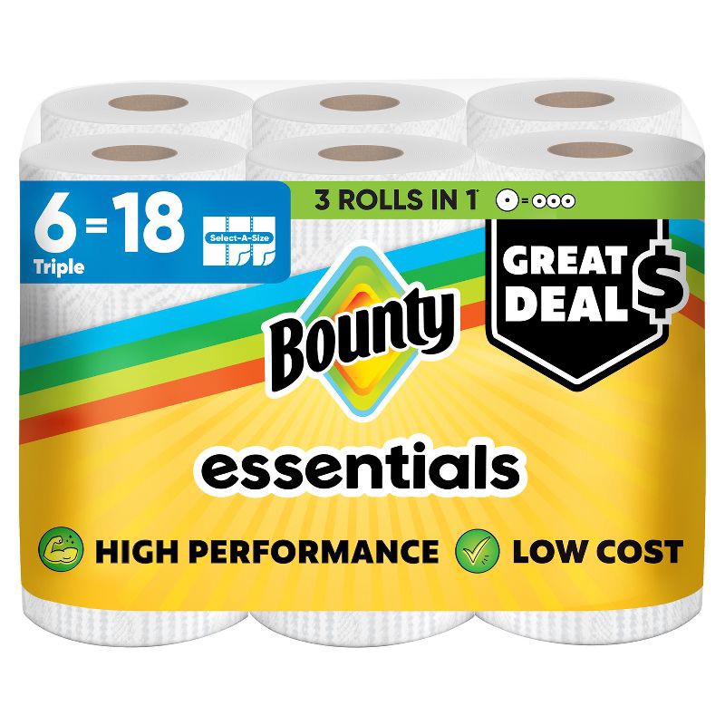 slide 1 of 16, Bounty Essentials Select-A-Size Paper Towels - 6 Triple Rolls, 1 ct