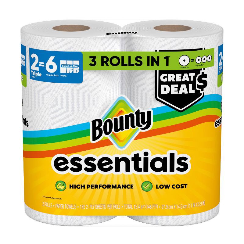 slide 15 of 16, Bounty Essentials Select-A-Size Paper Towels - 2 Triple Rolls, 1 ct