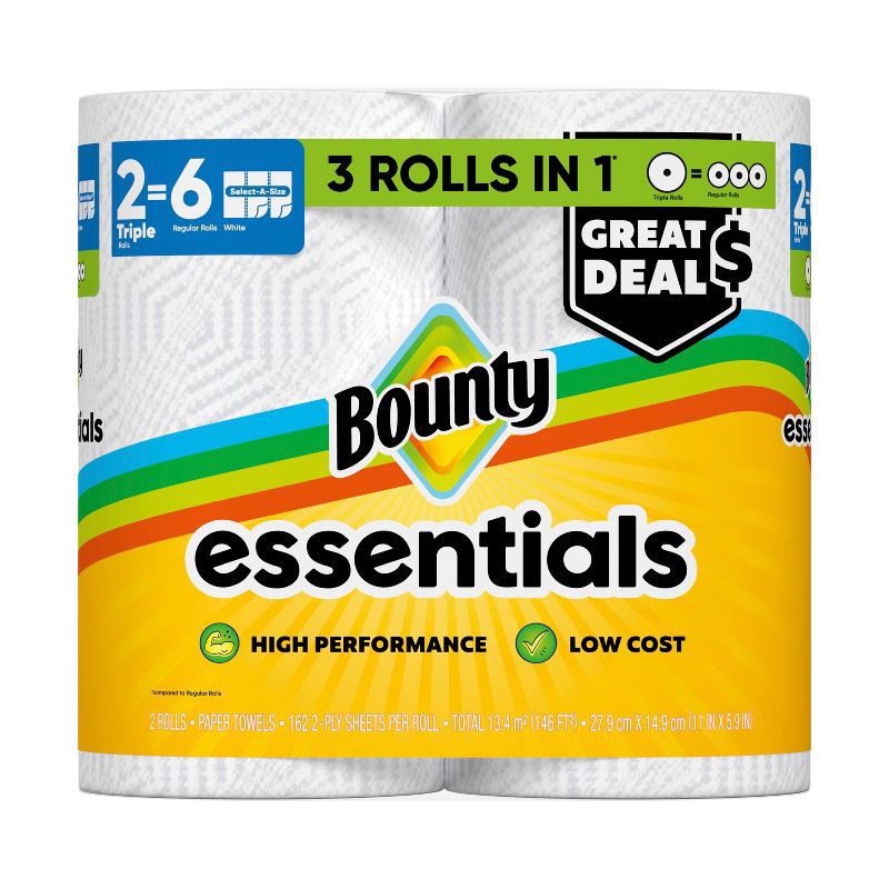 slide 16 of 16, Bounty Essentials Select-A-Size Paper Towels - 2 Triple Rolls, 1 ct