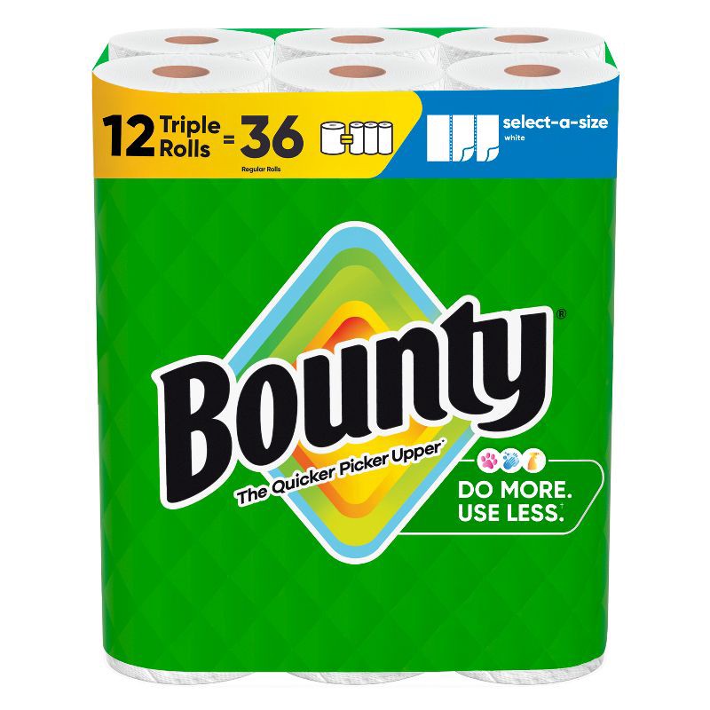 slide 1 of 15, Bounty Select-A-Size Paper Towels - 12 Triple Rolls - 2-Ply - 123 Sheets, 12 rolls; 123 sheets
