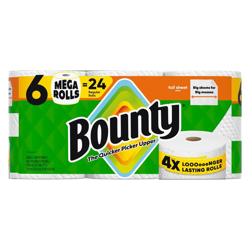 slide 14 of 16, Bounty Full Sheet Paper Towels - 6 Mega Rolls, 1 ct