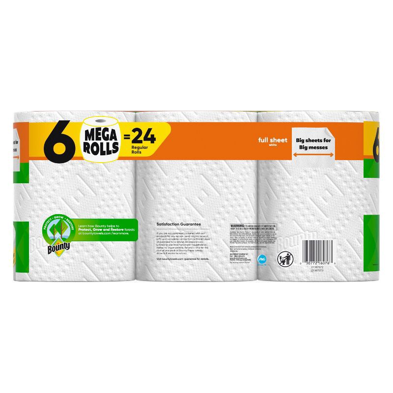 slide 15 of 16, Bounty Full Sheet Paper Towels - 6 Mega Rolls, 1 ct