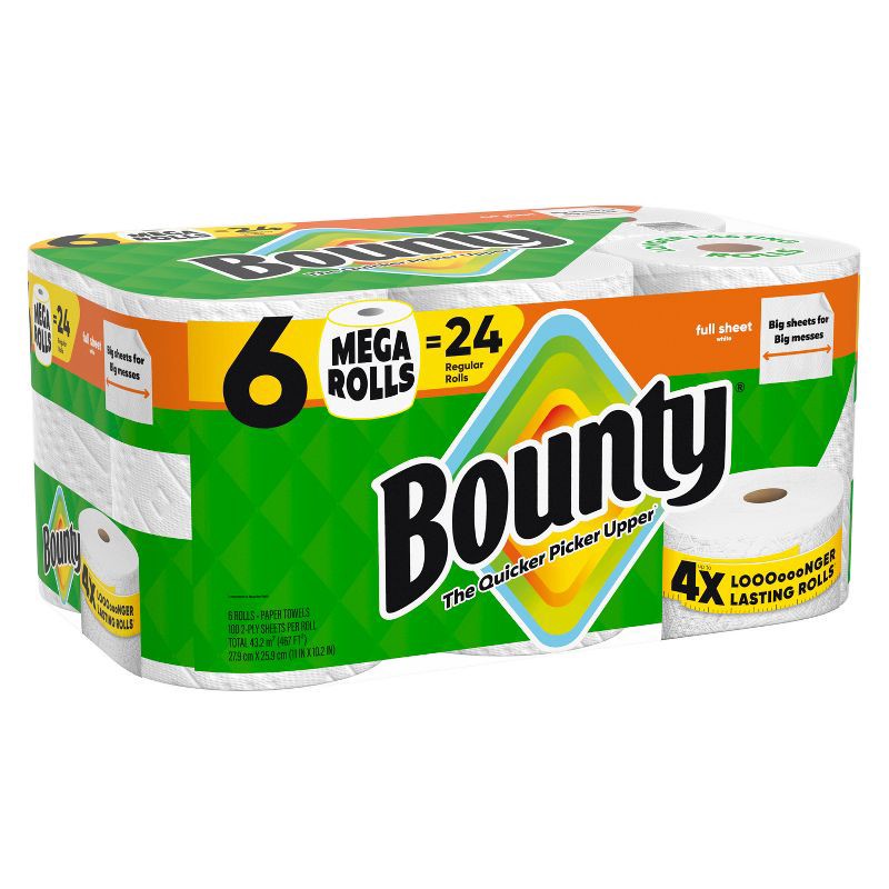 slide 16 of 16, Bounty Full Sheet Paper Towels - 6 Mega Rolls, 1 ct