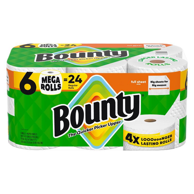 slide 13 of 16, Bounty Full Sheet Paper Towels - 6 Mega Rolls, 1 ct