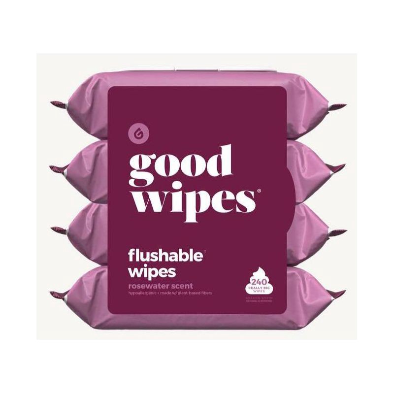 slide 1 of 6, Goodwipes Rosewater Flushable Wipes - 4pk/60ct, 4 ct, 60 ct