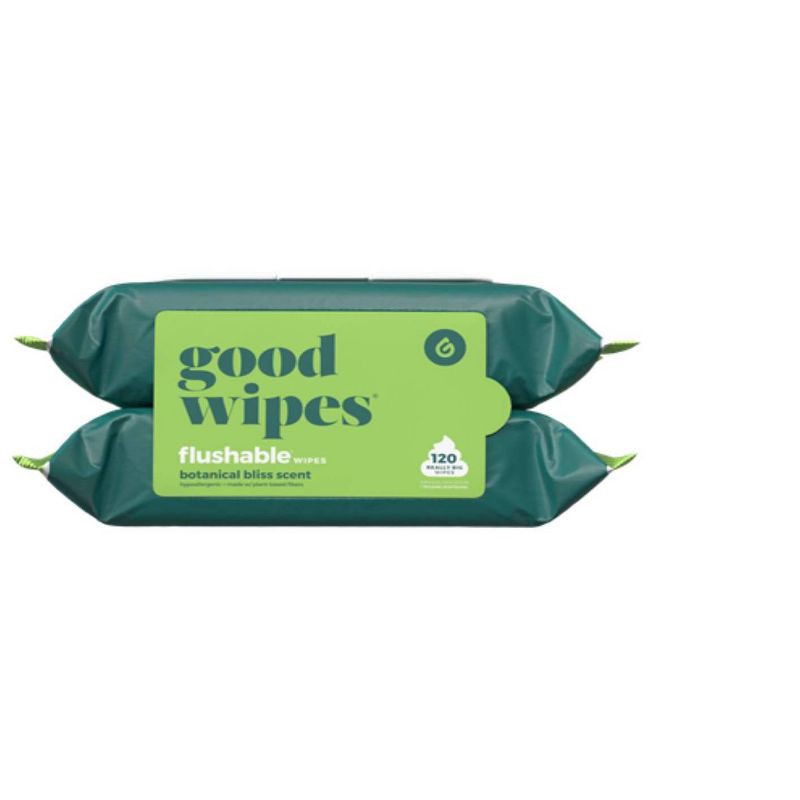 slide 1 of 5, Goodwipes Botanical Bliss Flushable Wipes - 2pk/60ct, 2 ct, 60 ct