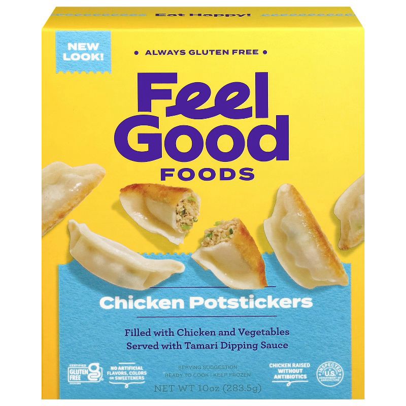 slide 1 of 3, Feel Good Foods Gluten Free Frozen Chicken Potstickers - 10oz, 10 oz