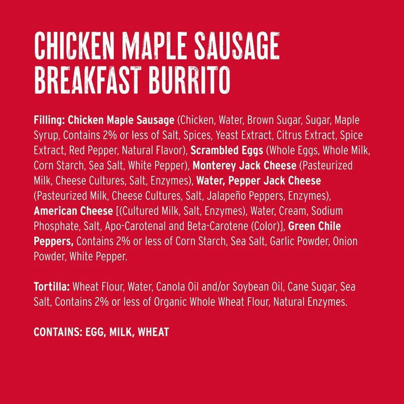 slide 12 of 14, Red's All Natural Red's Frozen Chicken Maple Sausage Egg Cheese Breakfast Burrito - 4.5oz, 4.5 oz