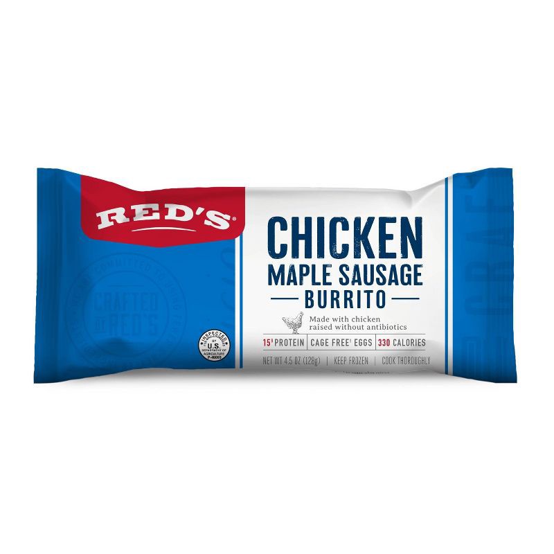 slide 1 of 6, Red's All Natural Red's Frozen Chicken Maple Sausage Egg Cheese Breakfast Burrito - 4.5 oz, 4.5 oz