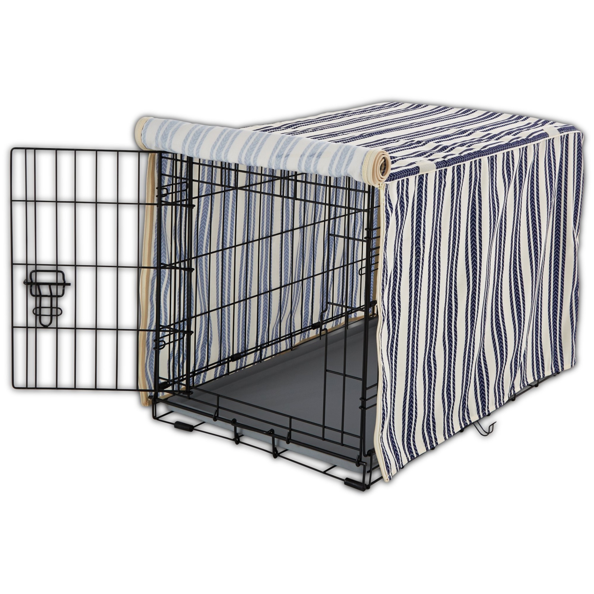 slide 1 of 1, You & Me Striped Dog Crate Cover, MED