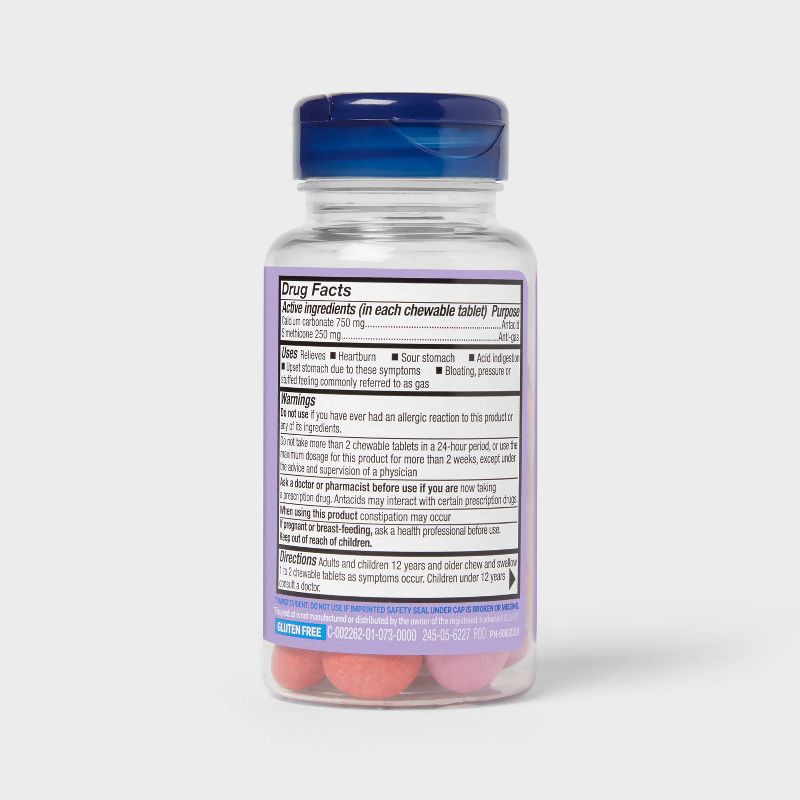 slide 3 of 4, Gas Relief Max Strength 250mg Chews - Mixed Berry - up&up™, 250 mg