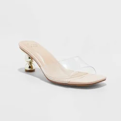Women's Cami Mule Heels with Memory Foam Insole - A New Day™ Clear 9.5