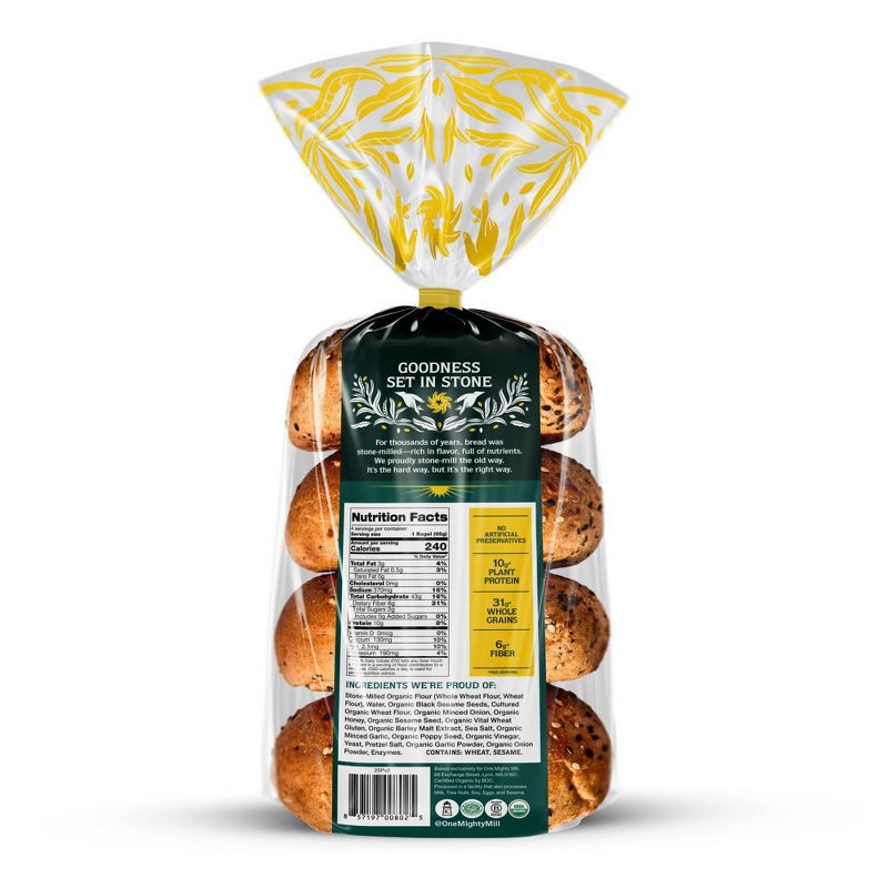slide 2 of 6, One Mighty Mill Whole Wheat Everything Bagel - 4ct / 13.4oz, 4 ct, 13.4 oz