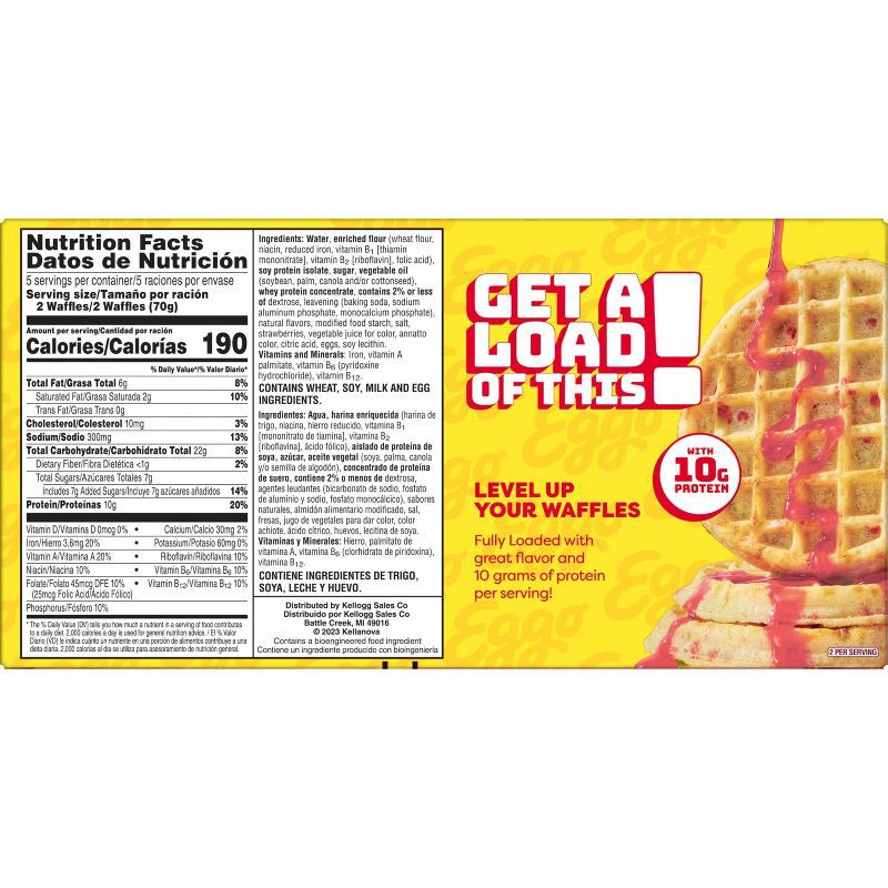 slide 8 of 8, Eggo Frozen Fully Loaded Strawberry Delight Protein Waffles - 12.3oz/10ct, 10 ct; 12.3 oz