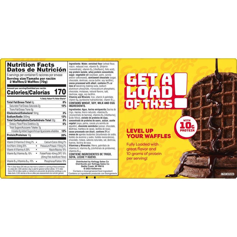 slide 8 of 8, Eggo Frozen Fully Loaded Chocolate Chip Brownie Protein Waffles - 12.3oz/10ct, 10 ct; 12.3 oz