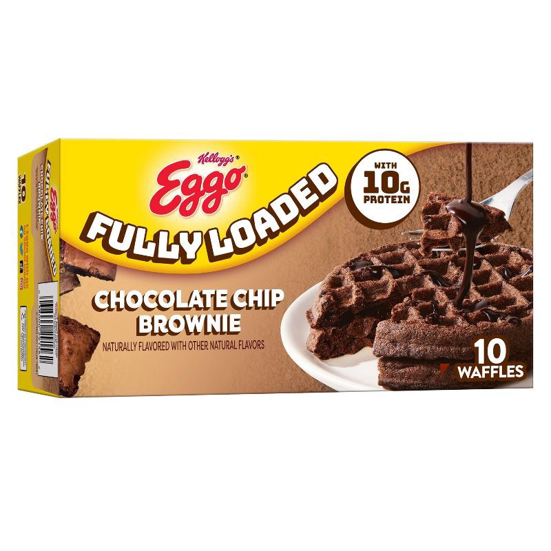 slide 1 of 8, Eggo Frozen Fully Loaded Chocolate Chip Brownie Protein Waffles - 12.3oz/10ct, 10 ct; 12.3 oz