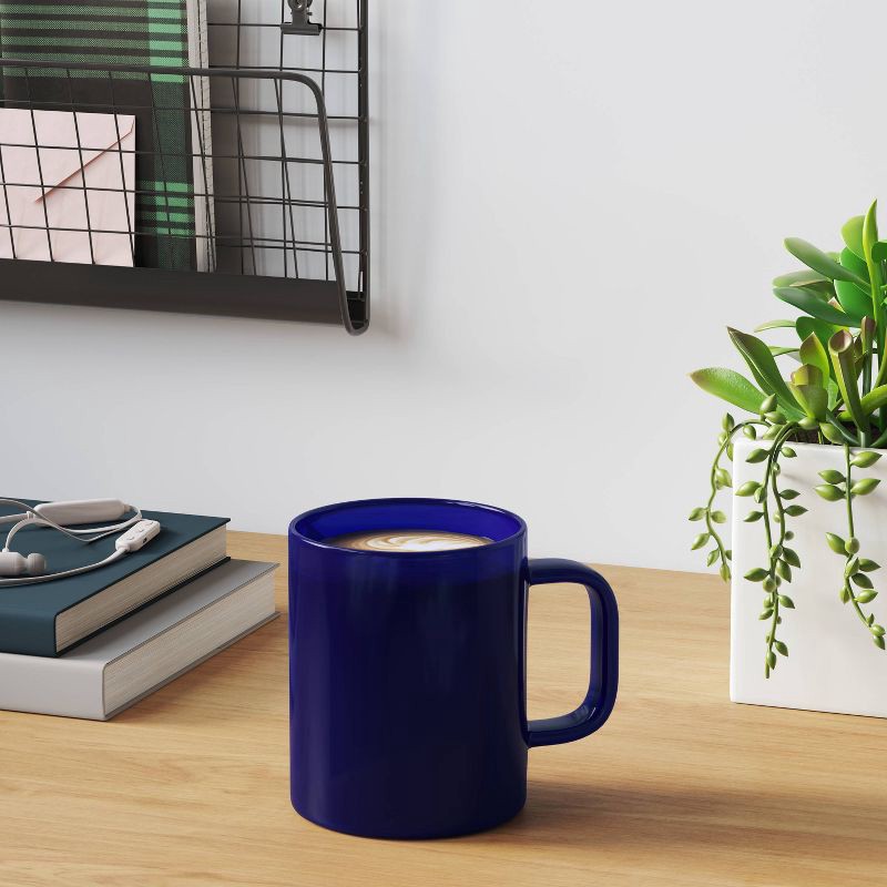 slide 2 of 3, 14oz Borosilicate Glass Mug Translucent Blue - Room Essentials™: Microwave & Dishwasher Safe, Hot/Cold Beverages, 14 oz