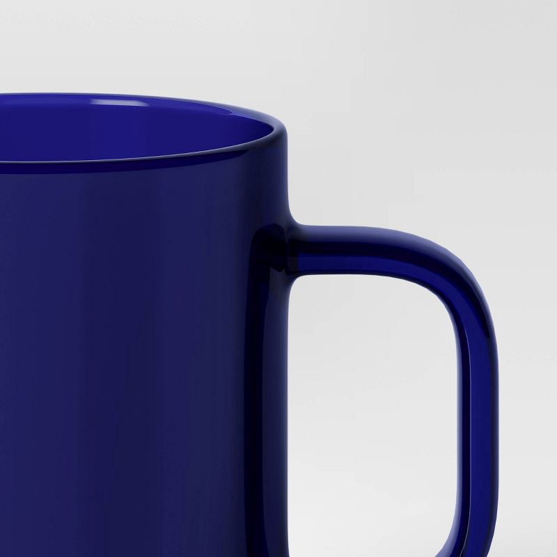 slide 3 of 3, 14oz Borosilicate Glass Mug Translucent Blue - Room Essentials™: Microwave & Dishwasher Safe, Hot/Cold Beverages, 14 oz