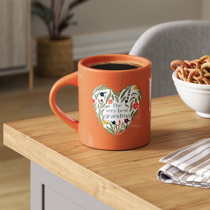 slide 2 of 3, 16oz Stoneware The Very Best Grandma Mug Orange - Threshold™: Coffee Mug, Microwave & Dishwasher Safe, 16oz Capacity, 16 oz