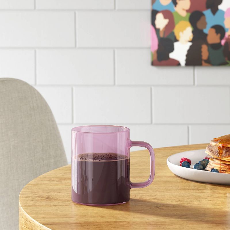 slide 2 of 3, 14oz Borosilicate Glass Mug Translucent Pink - Room Essentials™: Coffee & Glass Mugs, Microwave & Dishwasher Safe, 14 oz