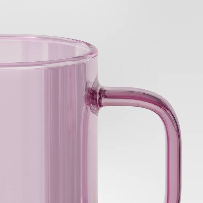 slide 3 of 3, 14oz Borosilicate Glass Mug Translucent Pink - Room Essentials™: Coffee & Glass Mugs, Microwave & Dishwasher Safe, 14 oz
