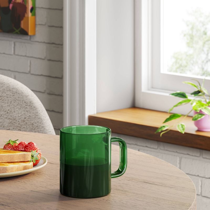 slide 2 of 3, 14oz Borosilicate Glass Mug Translucent Green - Room Essentials™: Microwave & Dishwasher Safe, Hot/Cold Beverages, 14 oz