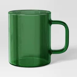 14oz Borosilicate Glass Mug Translucent Green - Room Essentials™: Microwave & Dishwasher Safe, Hot/Cold Beverages